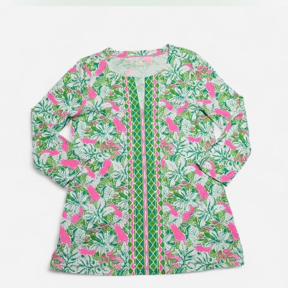 Lilly Pulitzer Karina Chillylilly Tunic Top UPF 50+ Pink Green Size S - Picture 4 of 5